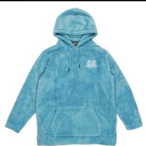 Janis Joplin Yellow Daisies Blue Sherpa Fleece Pullover Hoodie XL